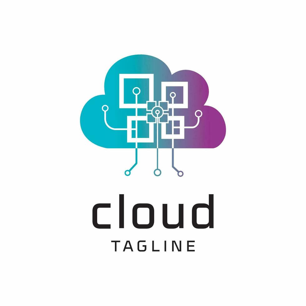 nube logo icono. Internet datos informática firmar para tecnología compañía. virtual en línea red circuito símbolo concepto. vector ilustración.