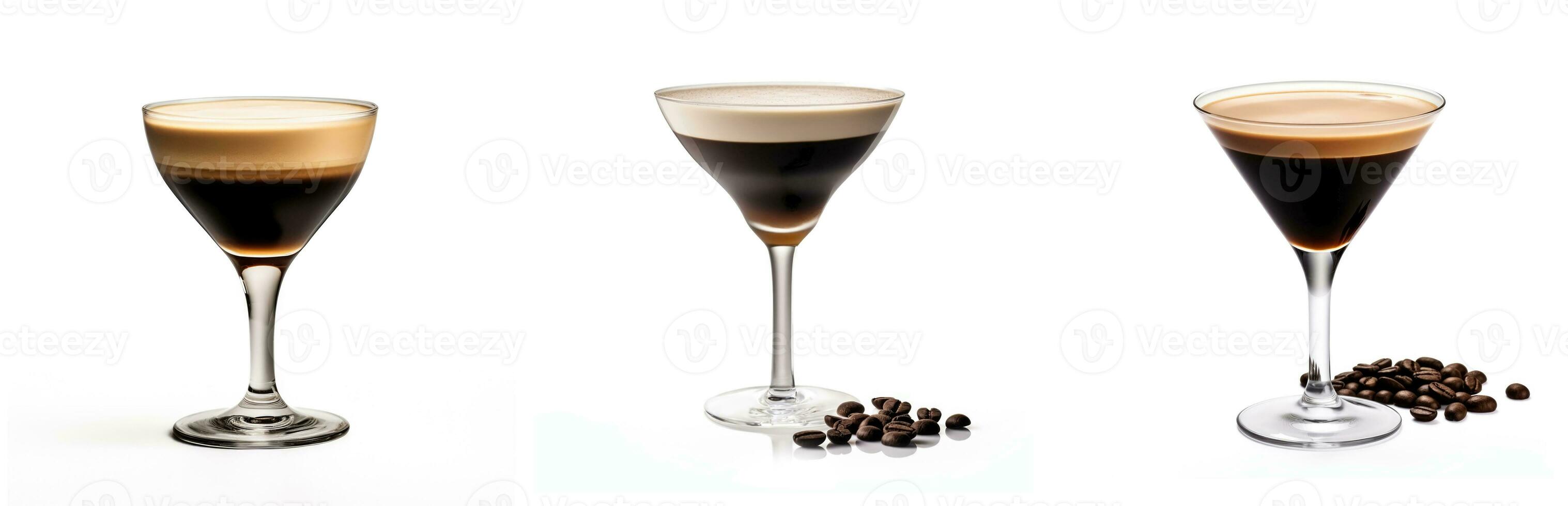 Espresso martini collection of cocktails isolated on white background photo