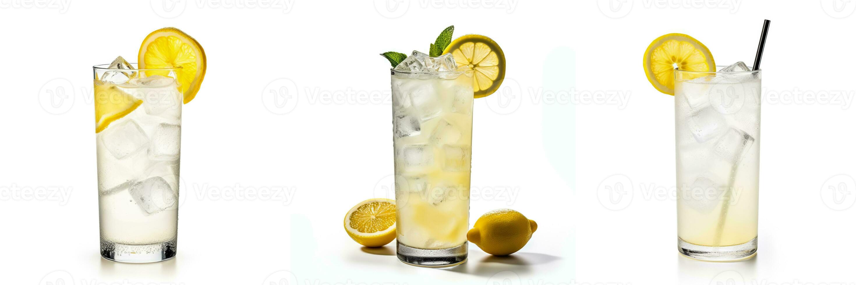 Set of cocktail tom collins isolated on white background photo