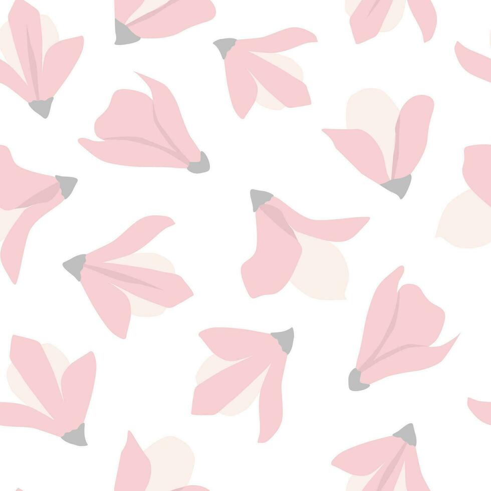 sin costura modelo con delicado magnolia flores resumen brotes con pétalos vector gráficos.