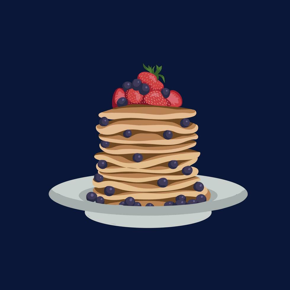 Pancakes Breakfast Berries vector