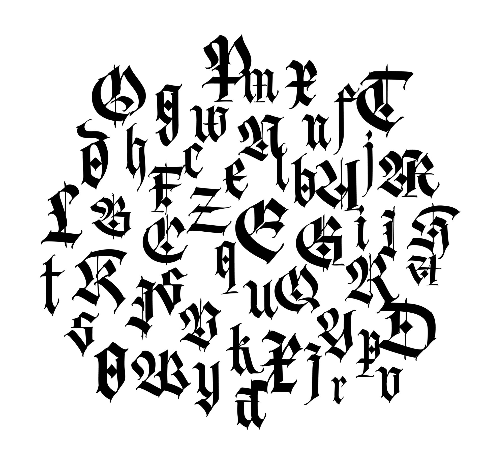 Medieval Latin letters. Random letters in random order. 26384841 Vector