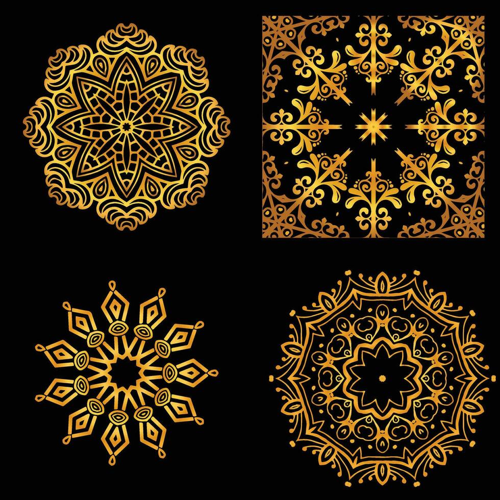 Set of 4 luxury mandala designs for invite, card, and decoration vector illustration