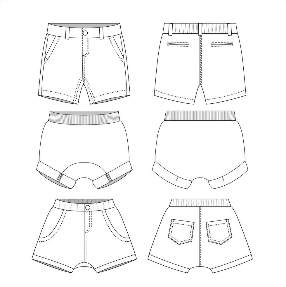 Kids Short Pants Sketch Vector Template