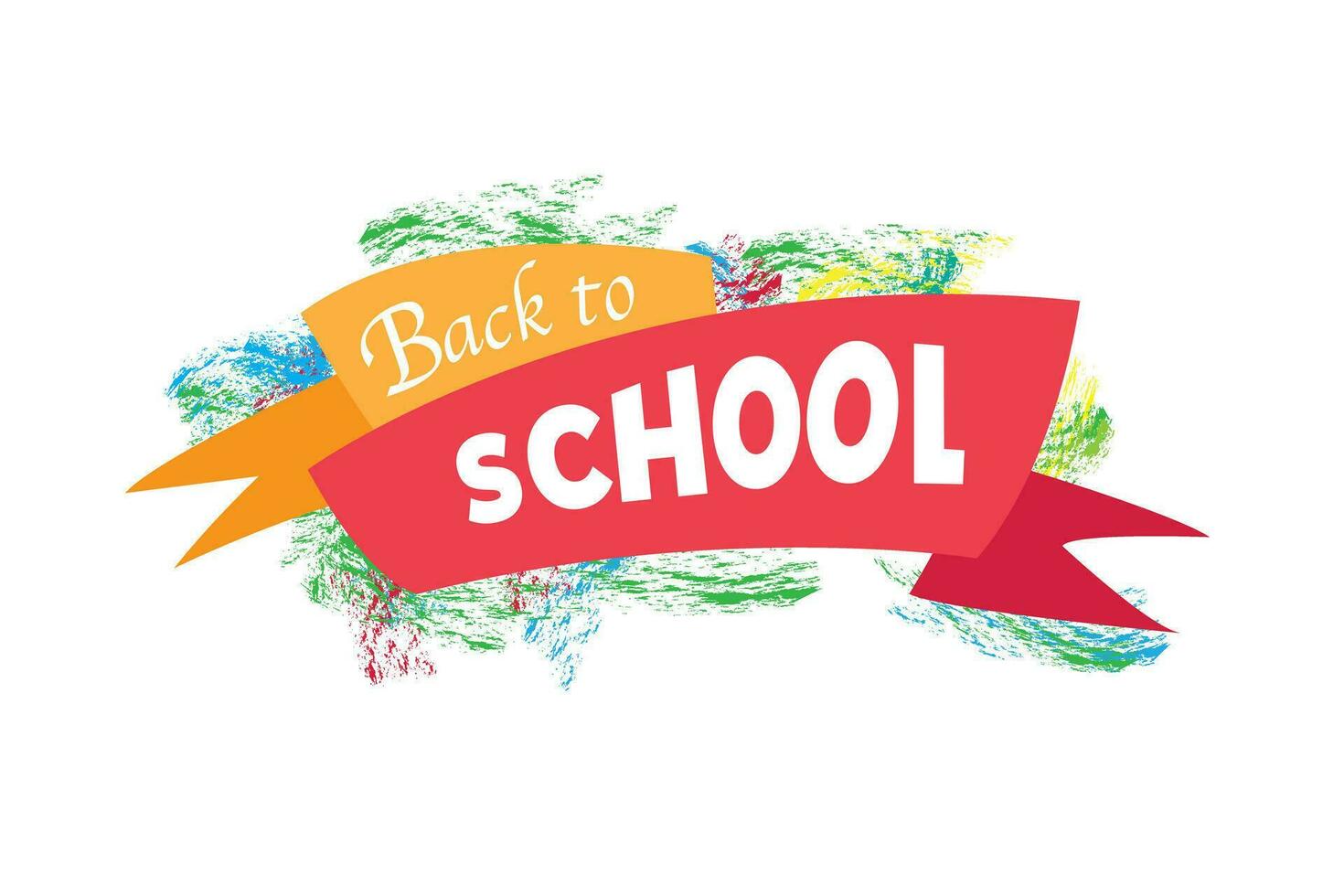 Back to school banner with ribbon. Vector illustration.