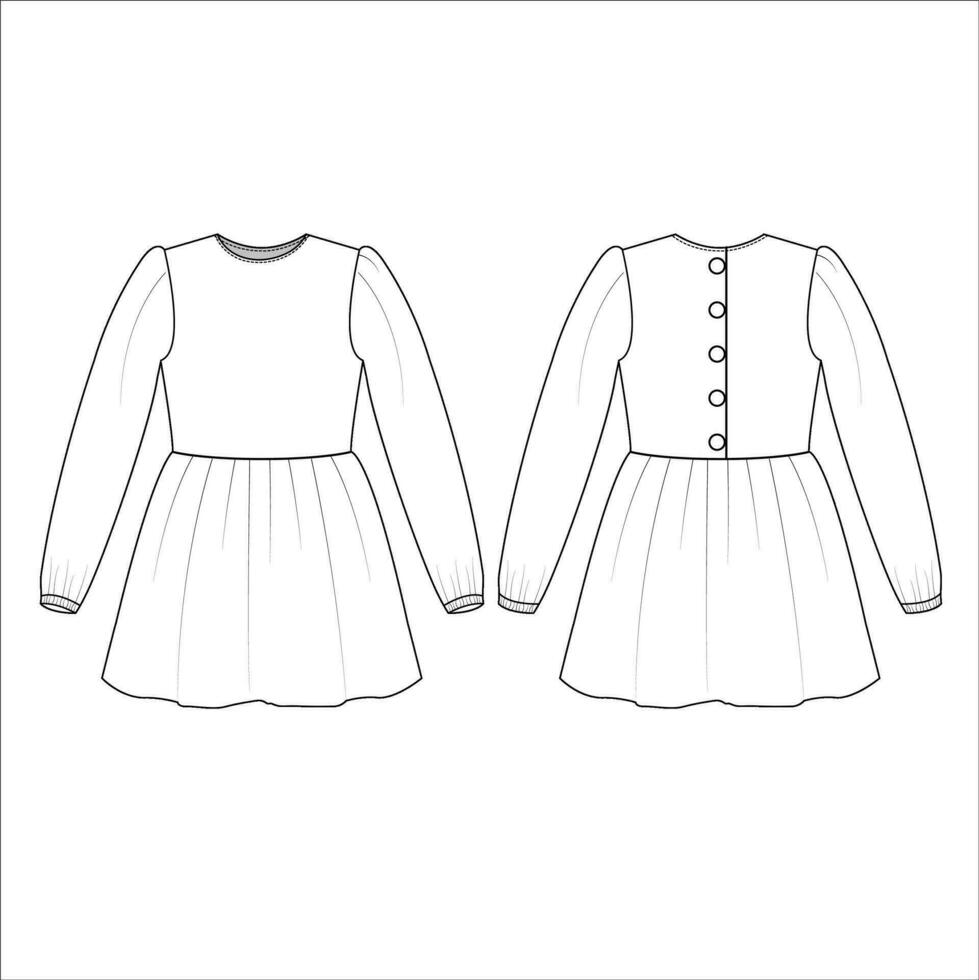 full-sleeve-mini-dress-vector-template-26384908-vector-art-at-vecteezy