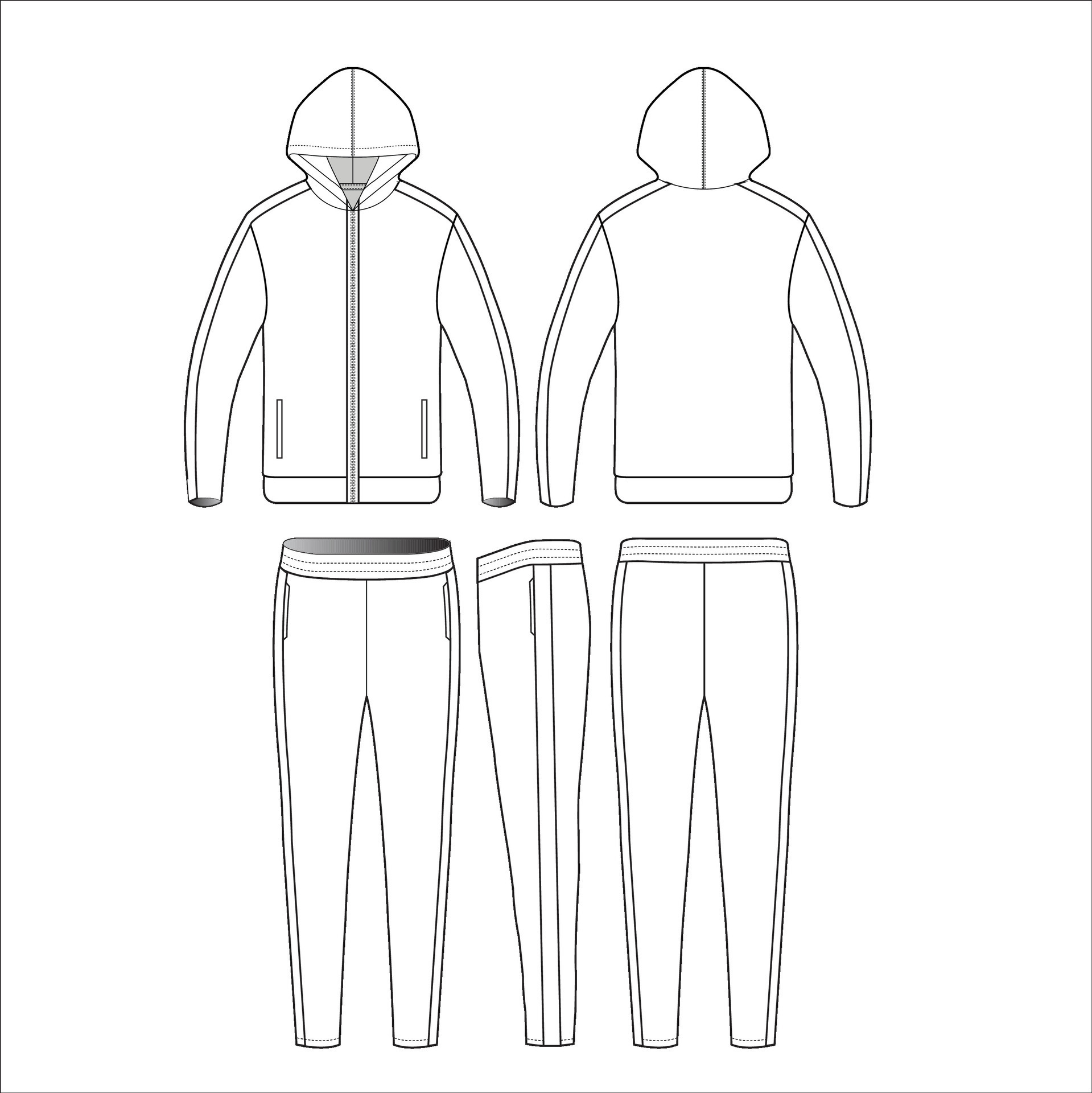 Tracksuit top and bottom flat sketch template 26384910 Vector Art at ...