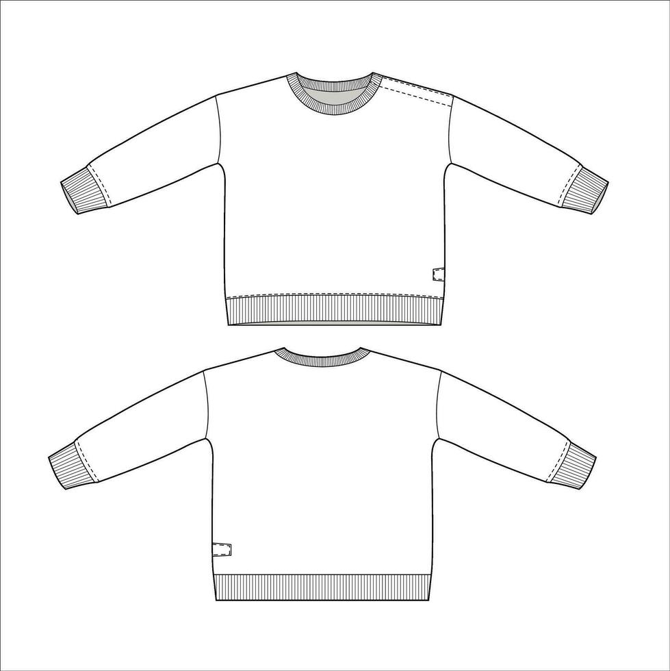 Kids sweatshirt sketch vector mockup