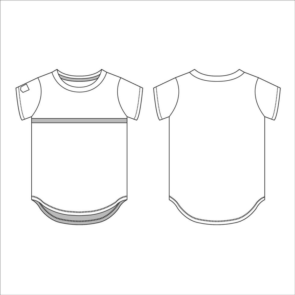 niños dobladillo redondo camiseta vector modelo