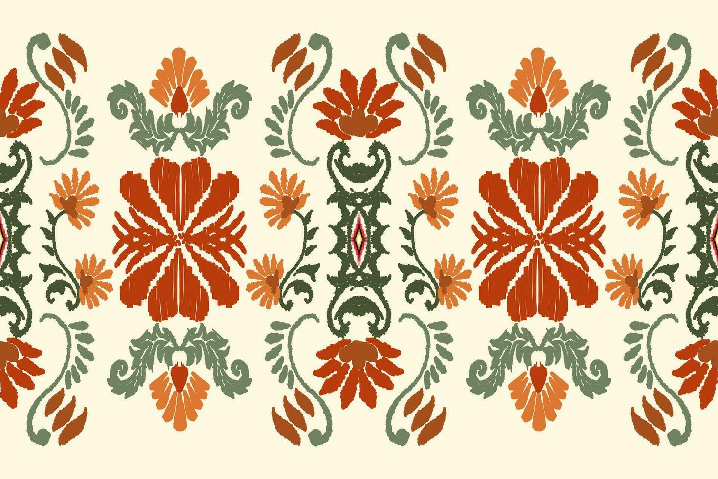 Ikat paisley seamless pattern, traditional seamless pattern, pale yellow background, aztec style, embroidery, abstract, vector, design illustration for texture, fabric, print. vector