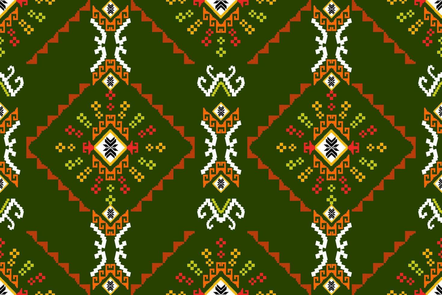 Cross Stitch. Geometric ethnic patterns. Design for Saree, Patola, Sari, Dupatta, Vyshyvanka, rushnyk, dupatta, Clothing, fabric, batik, Knitwear, Embroidery, Ikkat, Pixel pattern. Traditional Design. vector