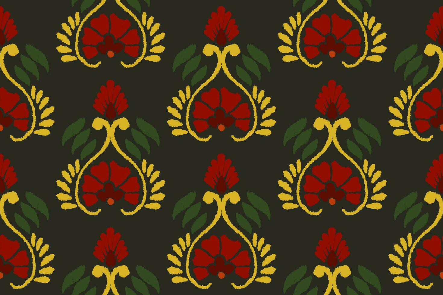 ikat floral bordado modelo en negro antecedentes. tradicional ikat, azteca resumen vector patrón, sin costura modelo en tribal, gente bordado y mexicano estilo.