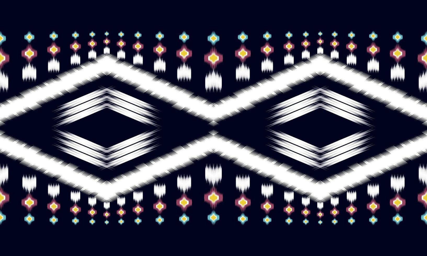 abstract geometric pattern design on black background For background or wallpaper, Ikat geometric folk ornament. Ethnic vector texture. Seamless pattern in Aztec style.