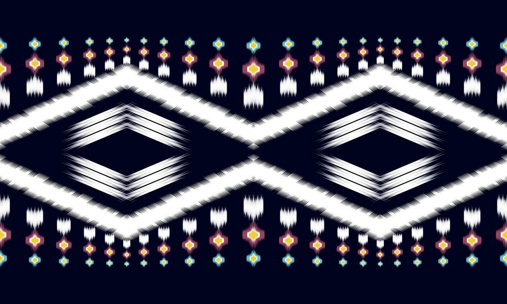 abstract geometric pattern design on black background For background or wallpaper, Ikat geometric folk ornament. Ethnic vector texture. Seamless pattern in Aztec style.