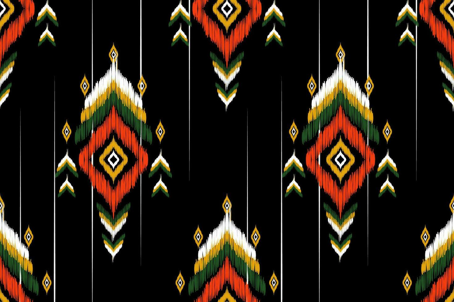abstract geometric pattern design on black background For background or wallpaper, Ikat geometric folk ornament. Ethnic vector texture. Seamless pattern in Aztec style.