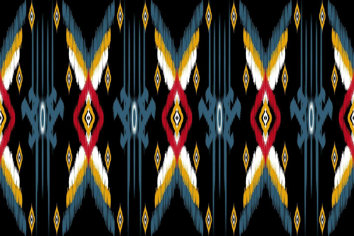 abstract geometric pattern design on black background For background or wallpaper, Ikat geometric folk ornament. Ethnic vector texture. Seamless pattern in Aztec style.
