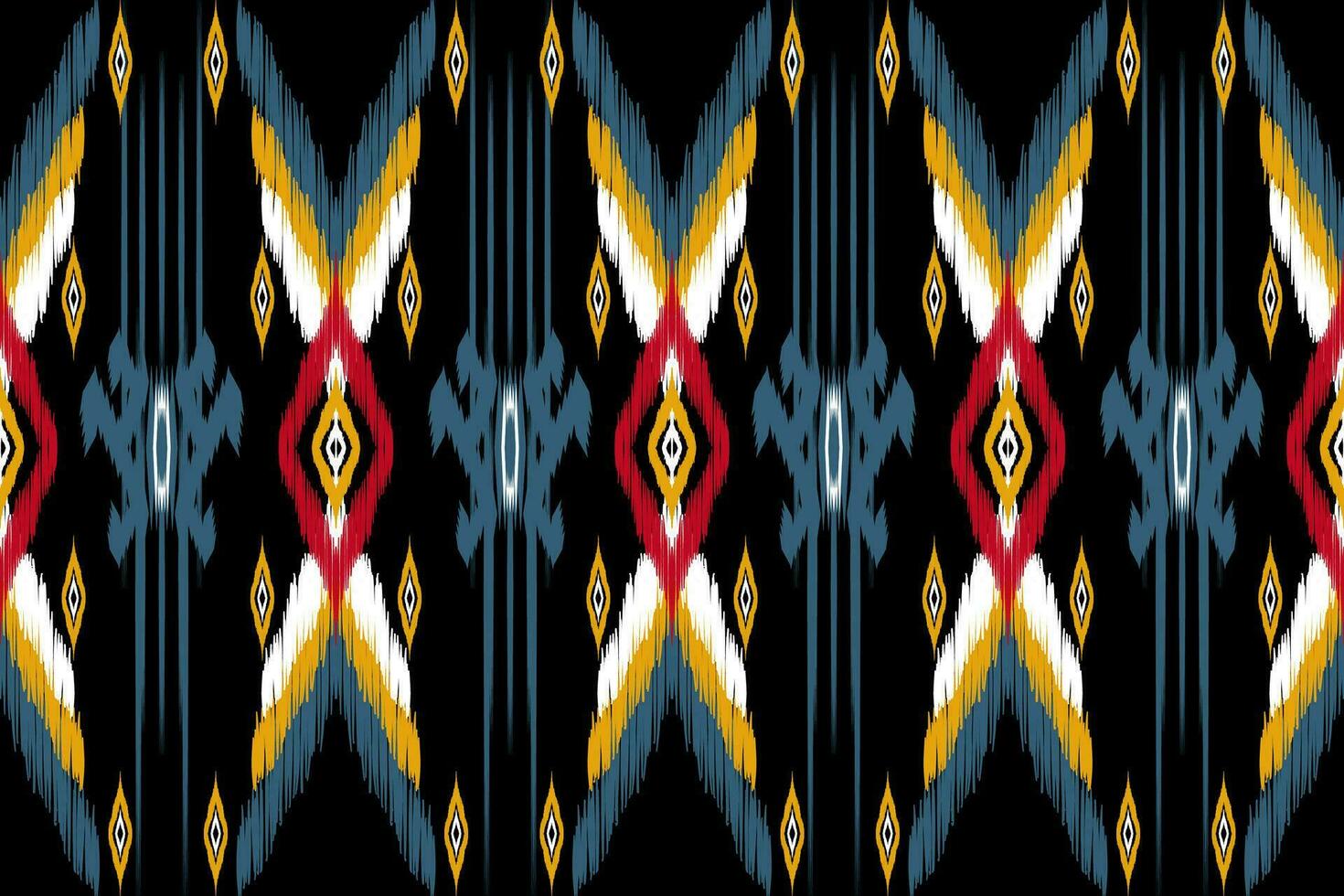 abstract geometric pattern design on black background For background or wallpaper, Ikat geometric folk ornament. Ethnic vector texture. Seamless pattern in Aztec style.