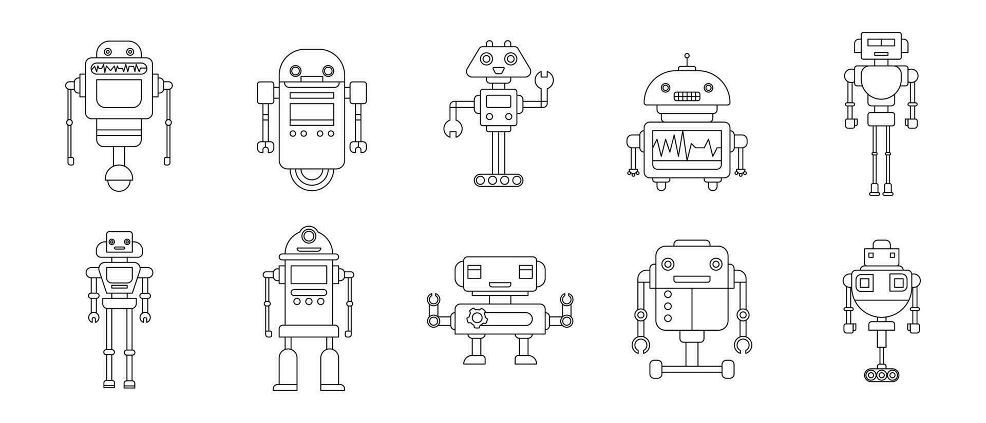 Robot Outline Illustration Vector Set