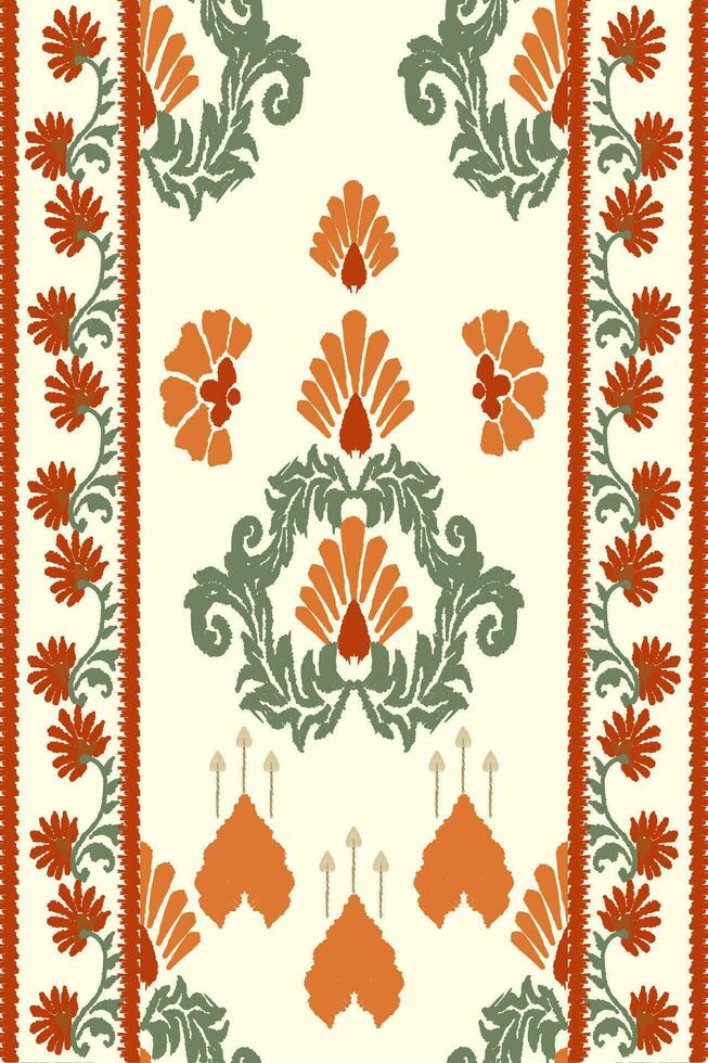 Ikat paisley seamless pattern, traditional seamless pattern, pale yellow background, aztec style, embroidery, abstract, vector, design illustration for texture, fabric, print. vector