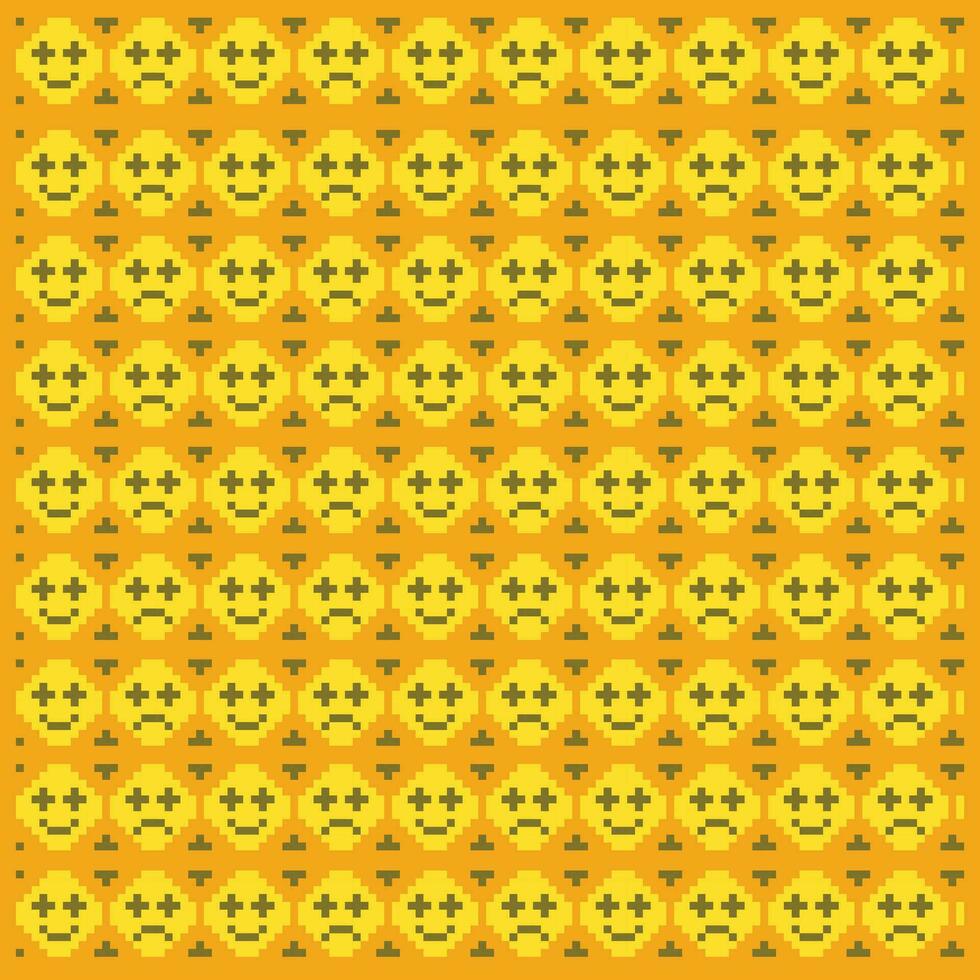 Background vector pixel art smile and sad icon template design.eps