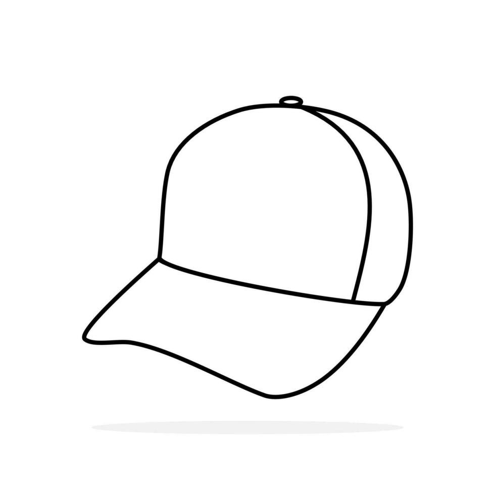 Baseball cap icon isolated on white background. Front and side view Editable stroke vector illustration.