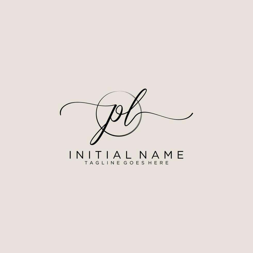 Initial PL feminine logo collections template. handwriting logo of initial signature, wedding, fashion, jewerly, boutique, floral and botanical with creative template for any company or business. vector