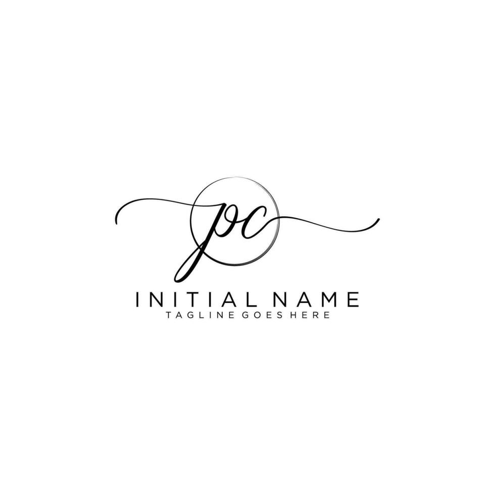 Initial PC feminine logo collections template. handwriting logo of initial signature, wedding, fashion, jewerly, boutique, floral and botanical with creative template for any company or business. vector