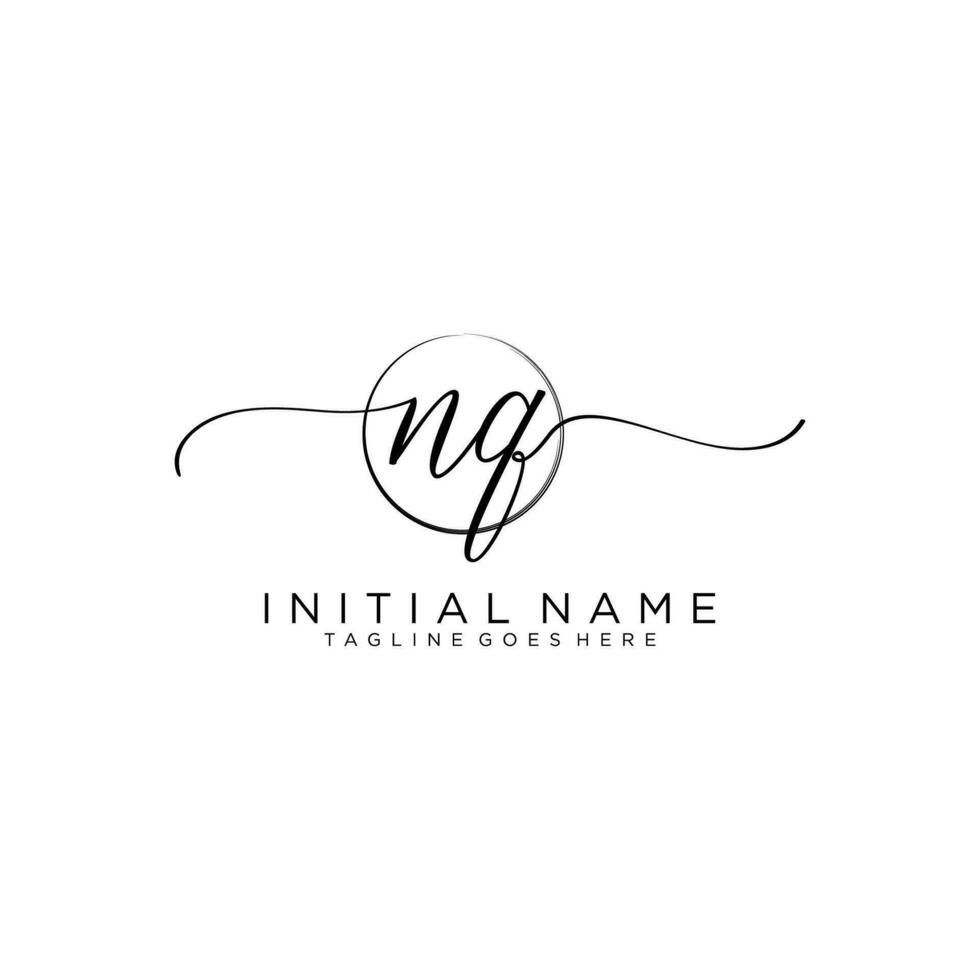 Initial NQ feminine logo collections template. handwriting logo of initial signature, wedding, fashion, jewerly, boutique, floral and botanical with creative template for any company or business. vector