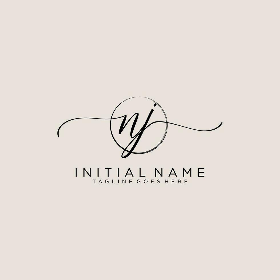 Initial NJ feminine logo collections template. handwriting logo of initial signature, wedding, fashion, jewerly, boutique, floral and botanical with creative template for any company or business. vector