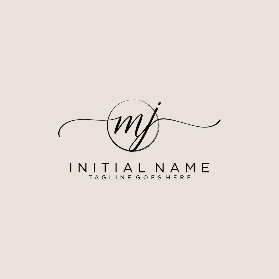 Initial MJ feminine logo collections template. handwriting logo of initial signature, wedding, fashion, jewerly, boutique, floral and botanical with creative template for any company or business. vector