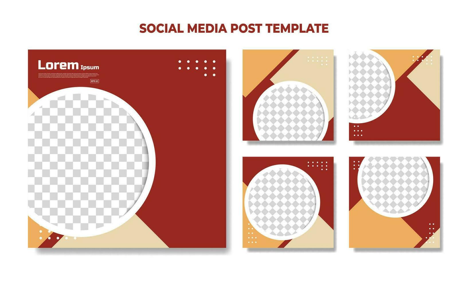 Set of minimal editable covers. Red flat modern color with geometric shapes. Suitable for social media posts and web internet advertising. Vector illustration.