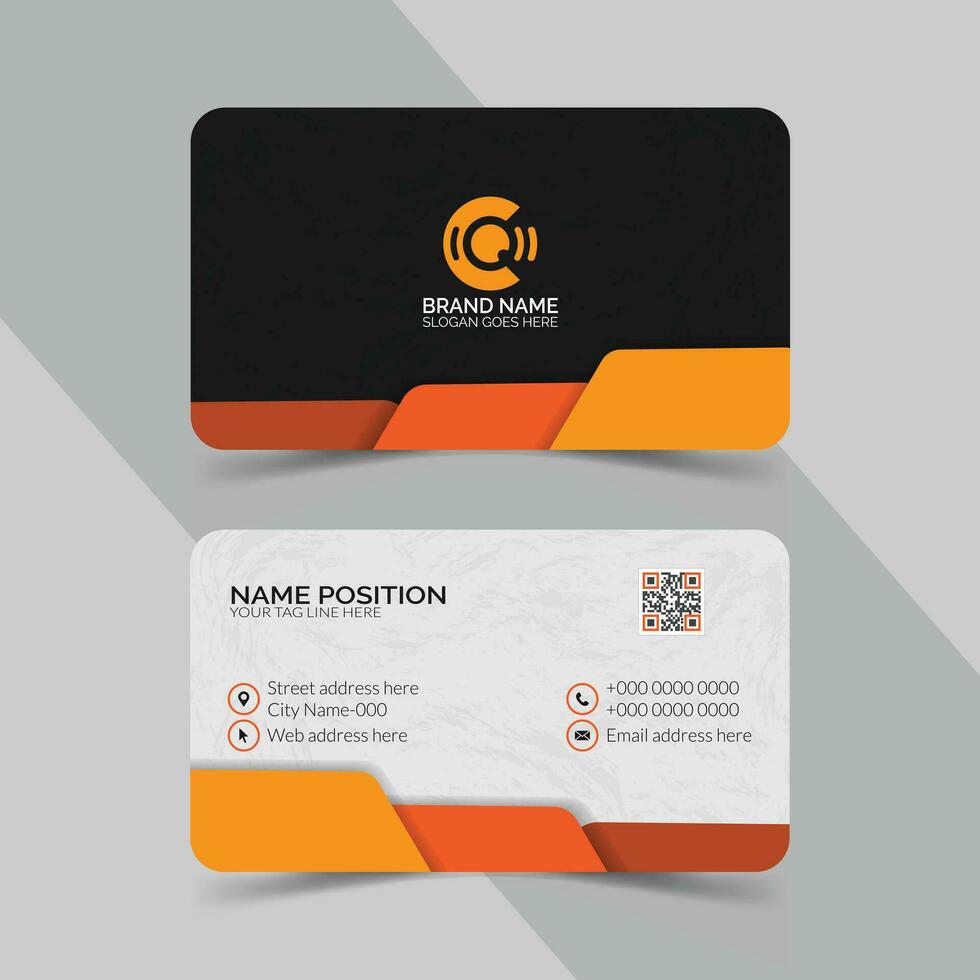 Business Card In Yellow Black Premium Template vector