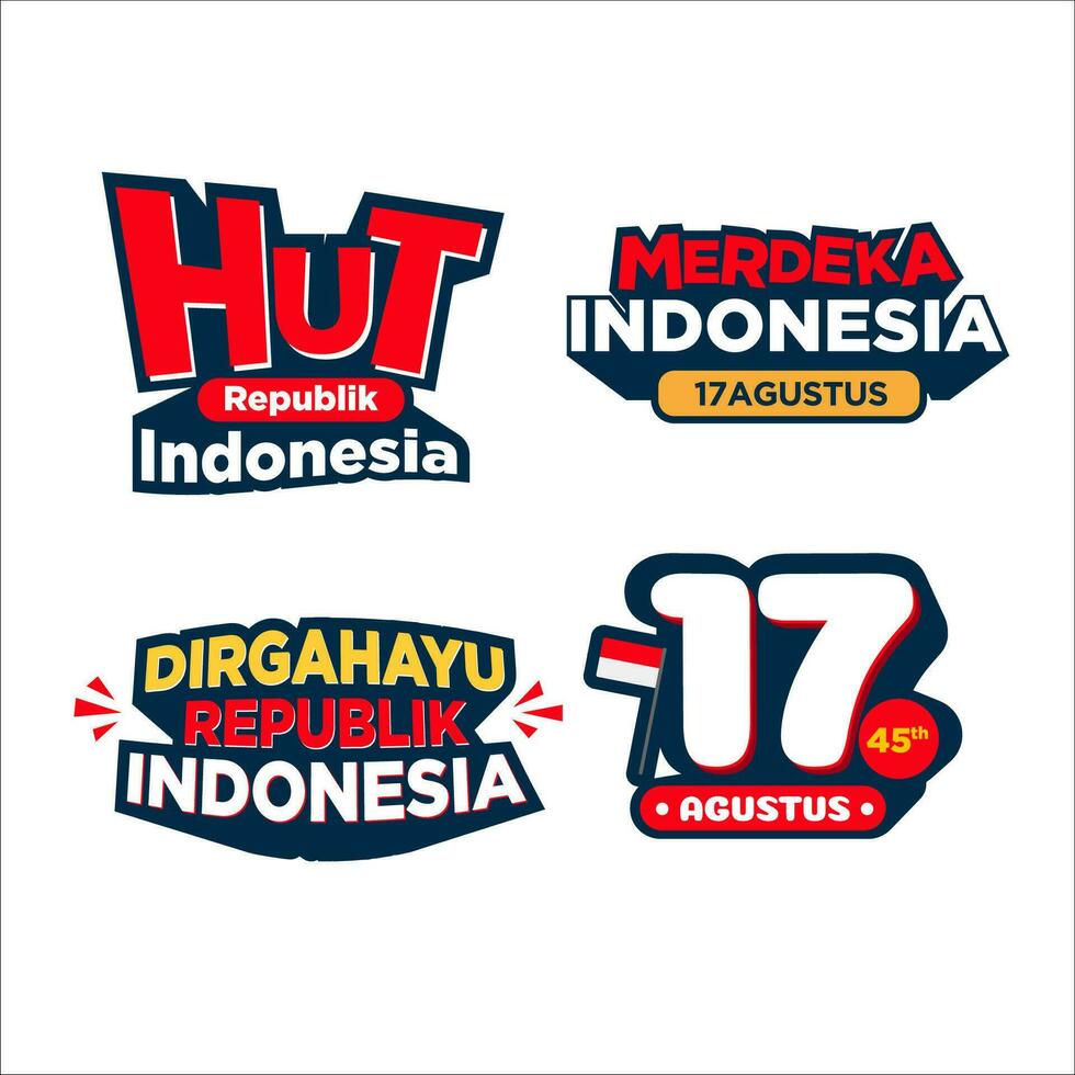 Indonesia independence day sticker logo vector