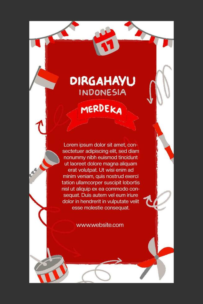 Hand drown indonesia independence day illustration story vector