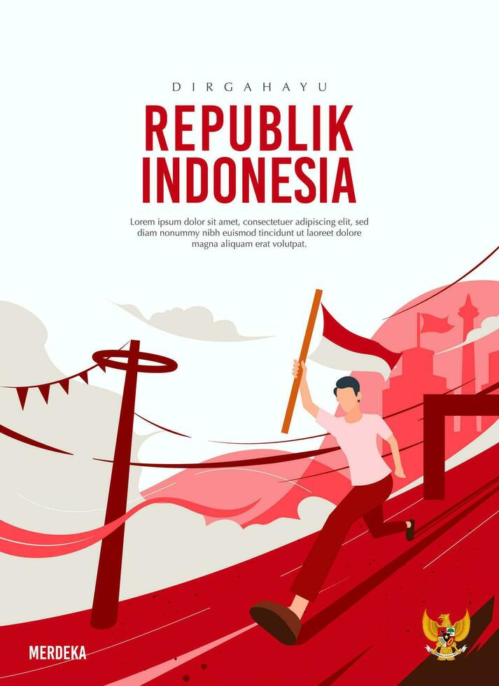 Indonesia independence day illustration template vector