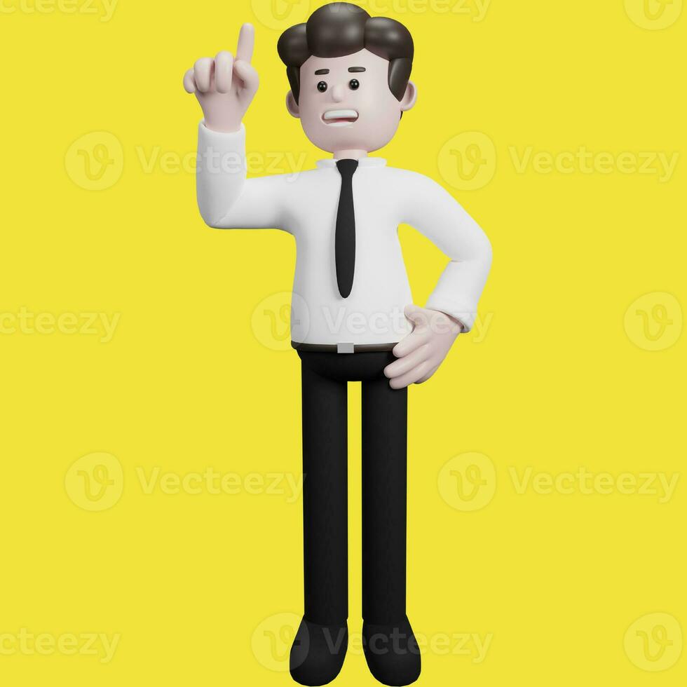 Illustration of a three-dimensional cartoon character. Various gestures. Businessman 3d render. photo