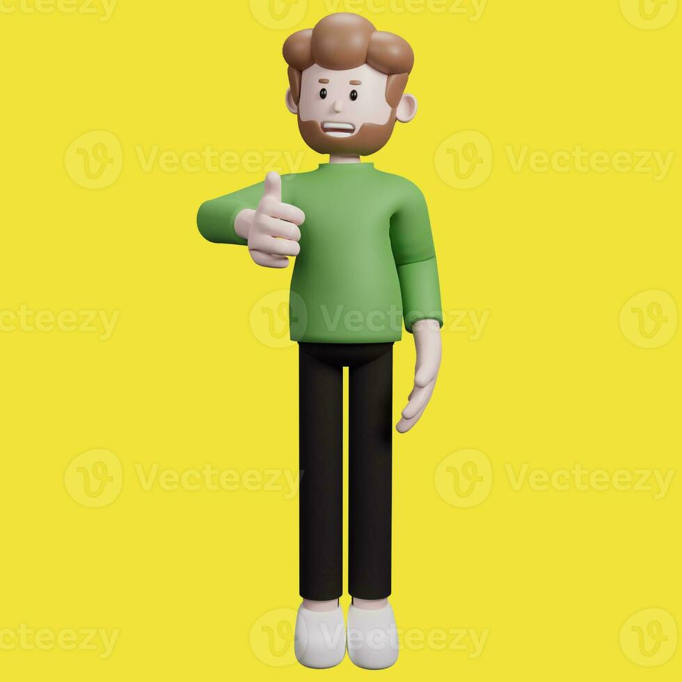 Illustration of a three-dimensional cartoon character. Various gestures. Businessman 3d render. photo