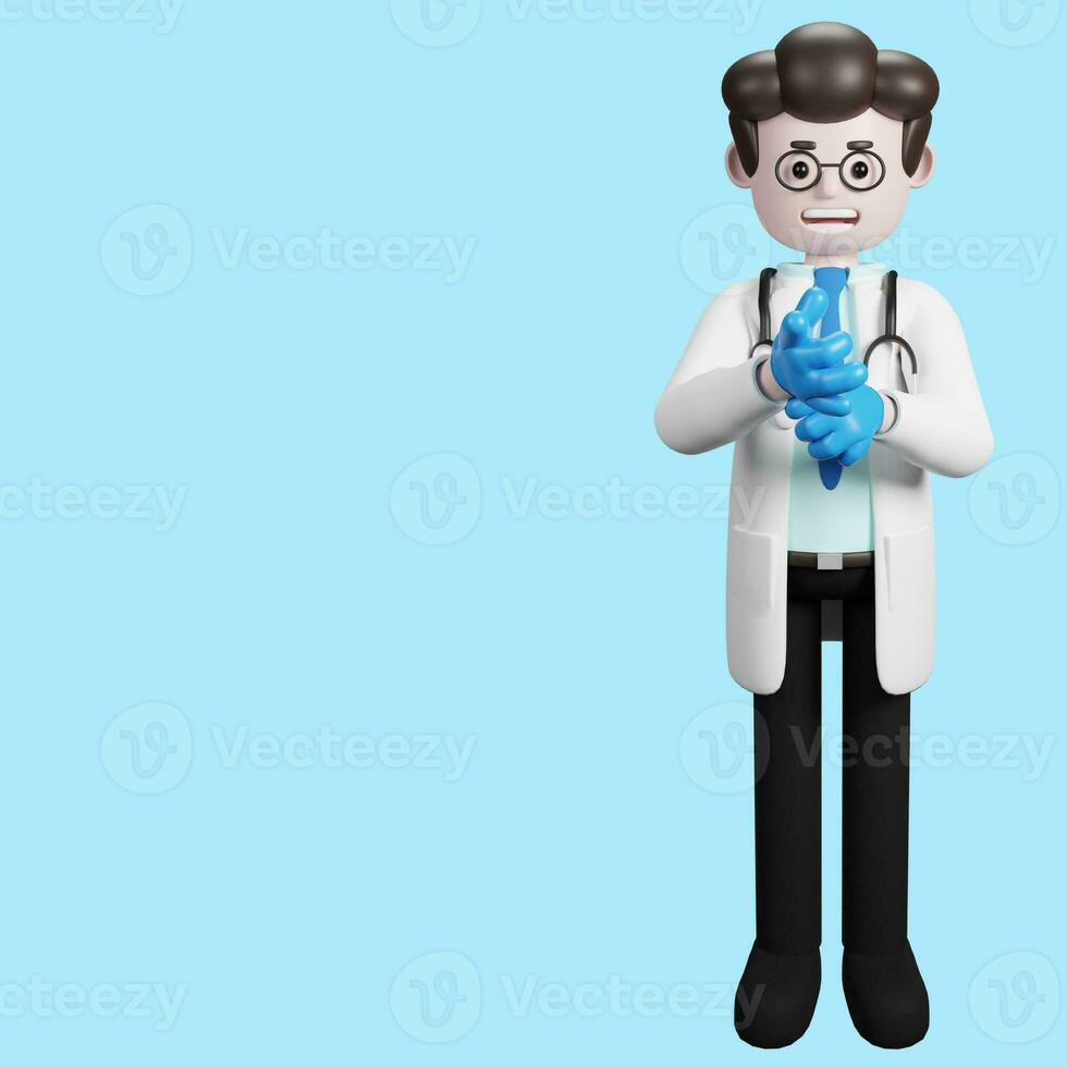3D rendering of a cartoon doctor character. illustration of Male Doctor.presentation clip art. photo