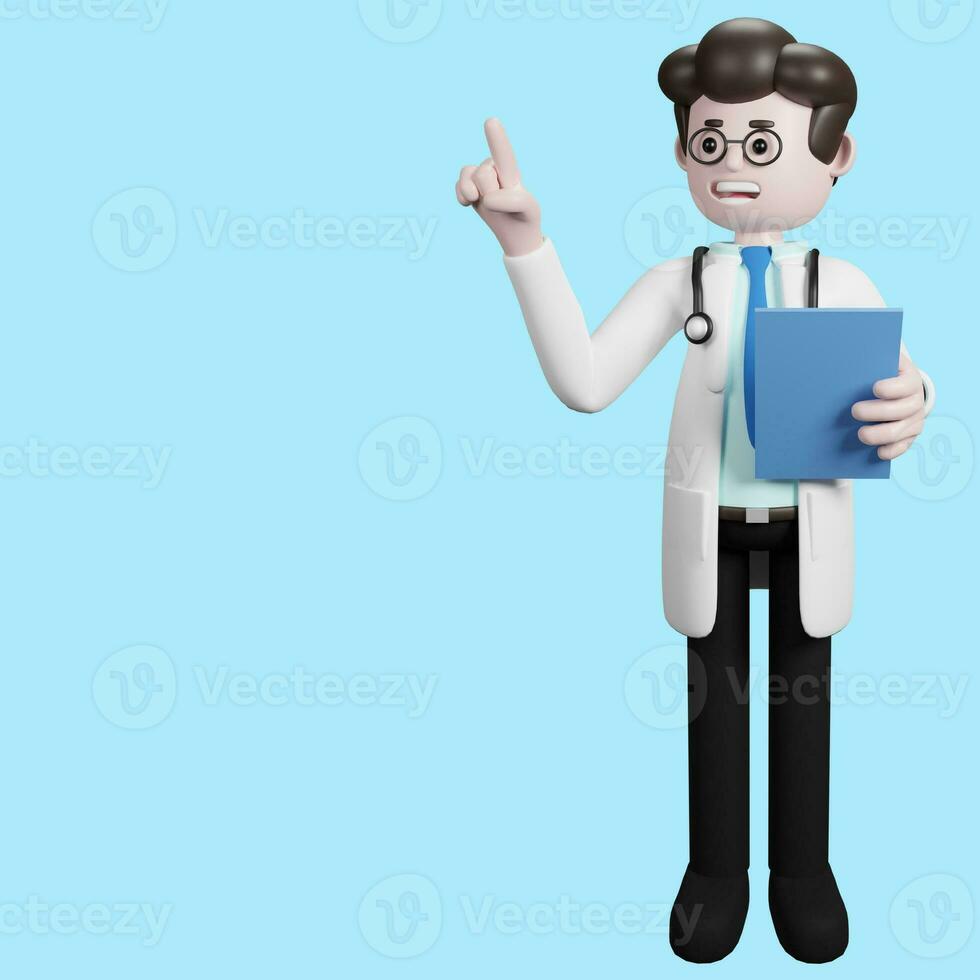 3D rendering of a cartoon doctor character. illustration of Male Doctor.presentation clip art. photo