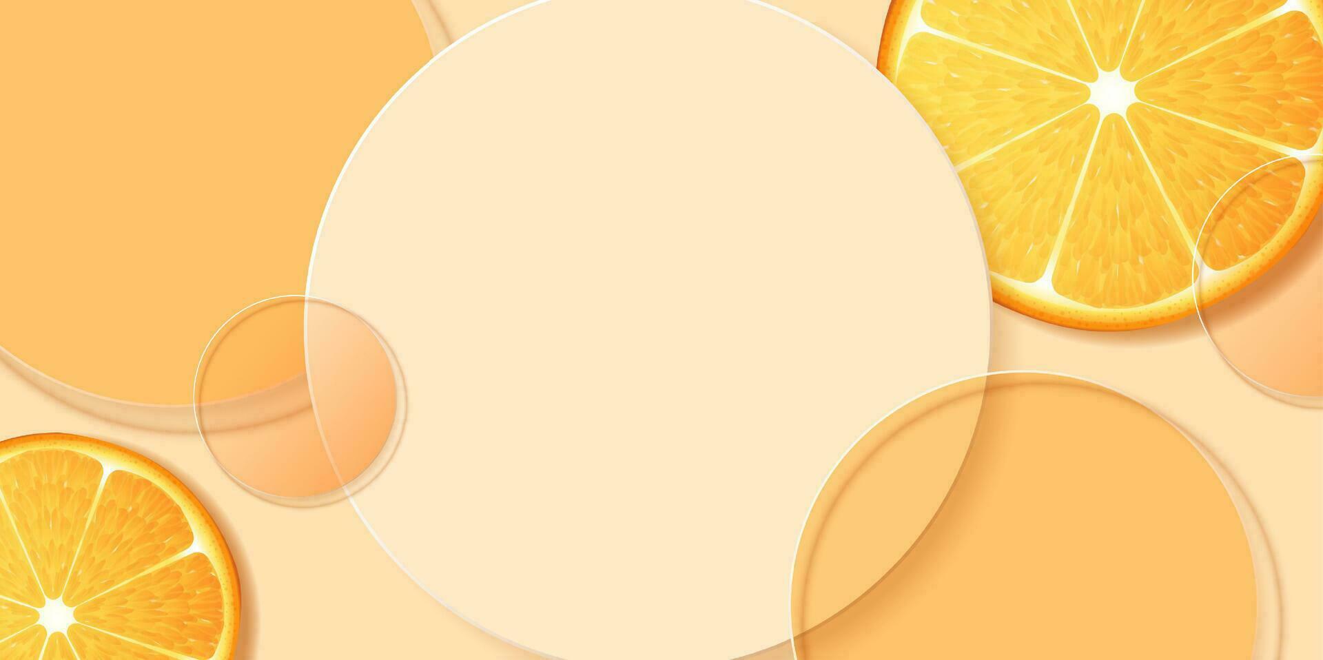 soltar agua vitamina C naranja y estructura. vitamina solución complejo con químico fórmula desde naturaleza. belleza tratamiento nutrición piel cuidado diseño. médico y científico conceptos para cosmético. vector