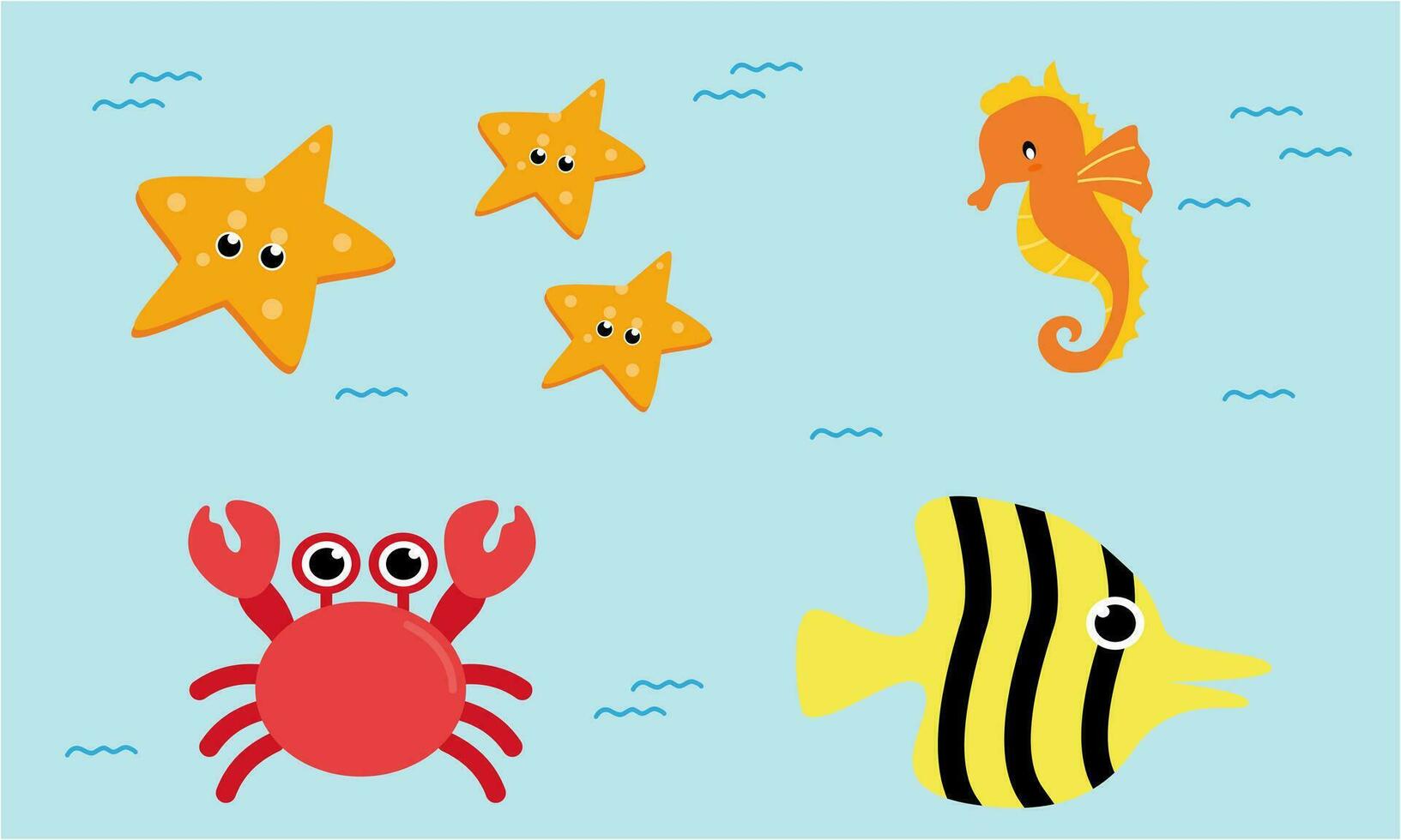 Marine life vector cartoon ocean character