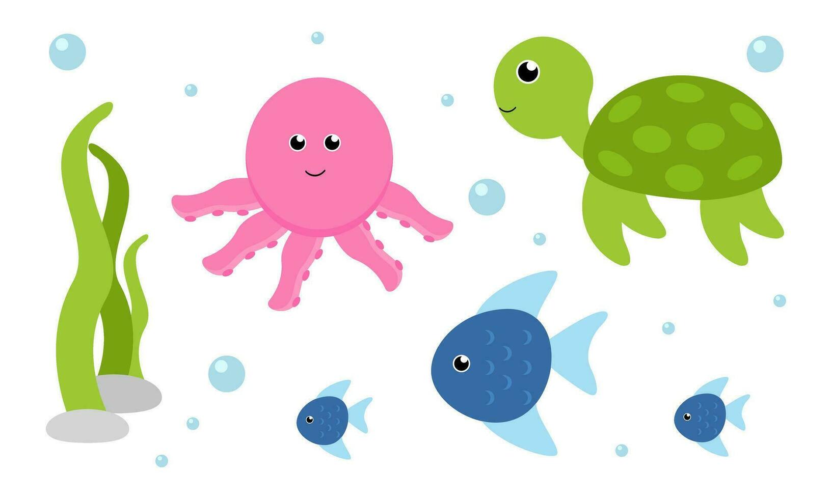 Marine life vector cartoon ocean character