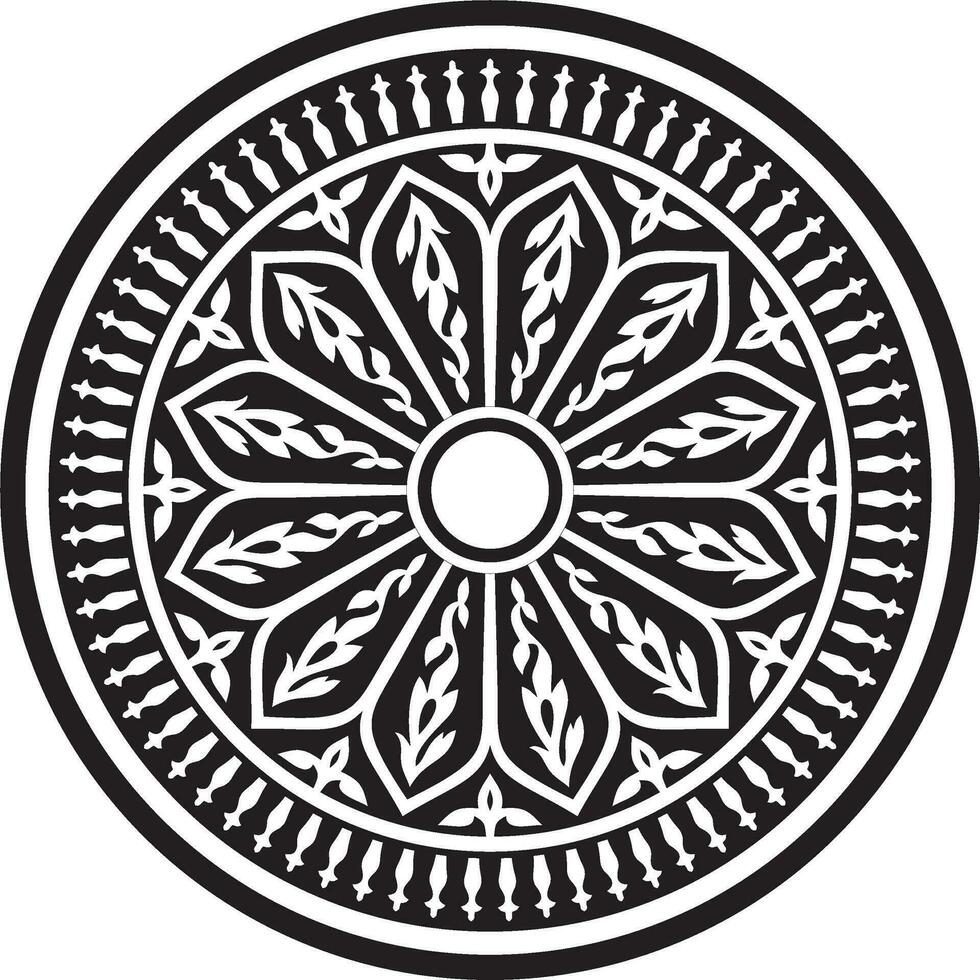 Vector round monochrome Arabic national ornament. Endless vegetablePattern of eastern peoples of Asia, Africa, Persia, Iran, Iraq