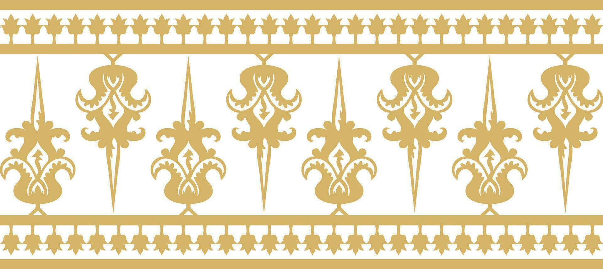 Vector gold seamless byzantine ornament. Endless Border, frame of ancient Greece and Eastern Roman Empire. Decoration of the Russian Orthodox Church