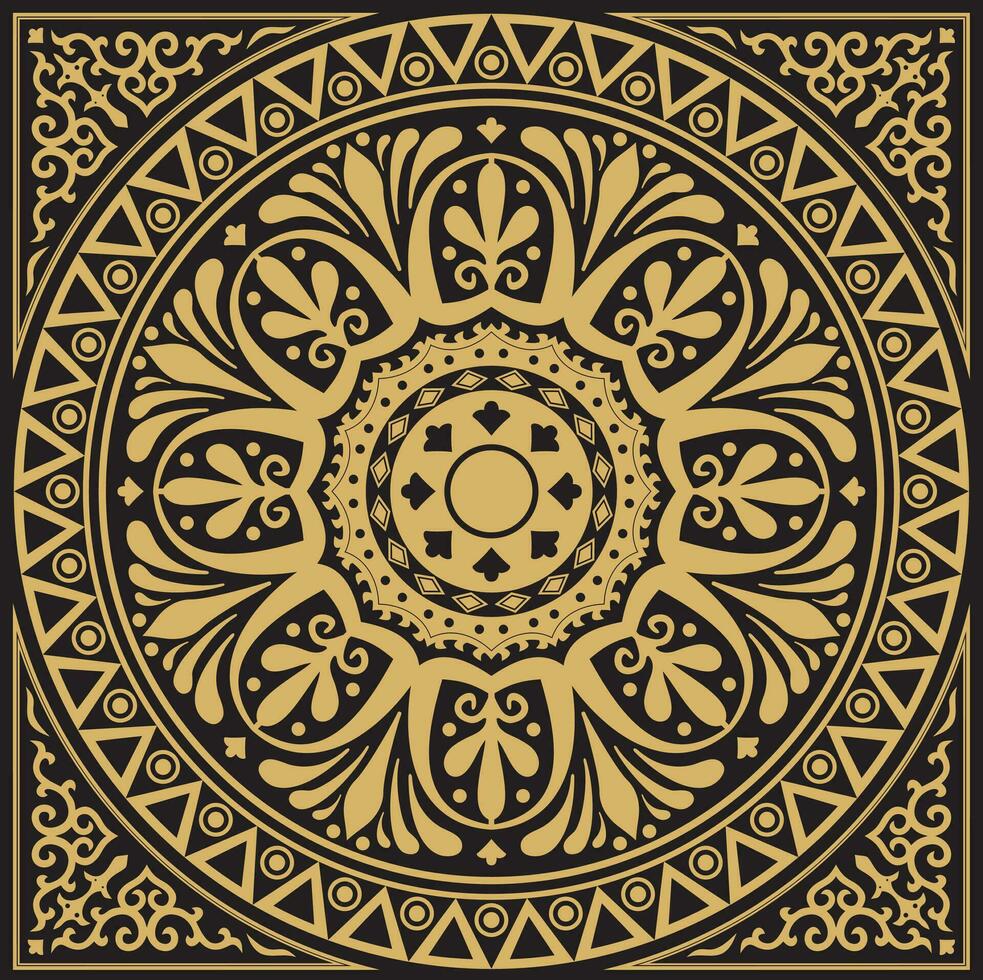 vector oro cuadrado clásico ornamento de antiguo Grecia y romano imperio. teja, arabesco, bizantino modelo