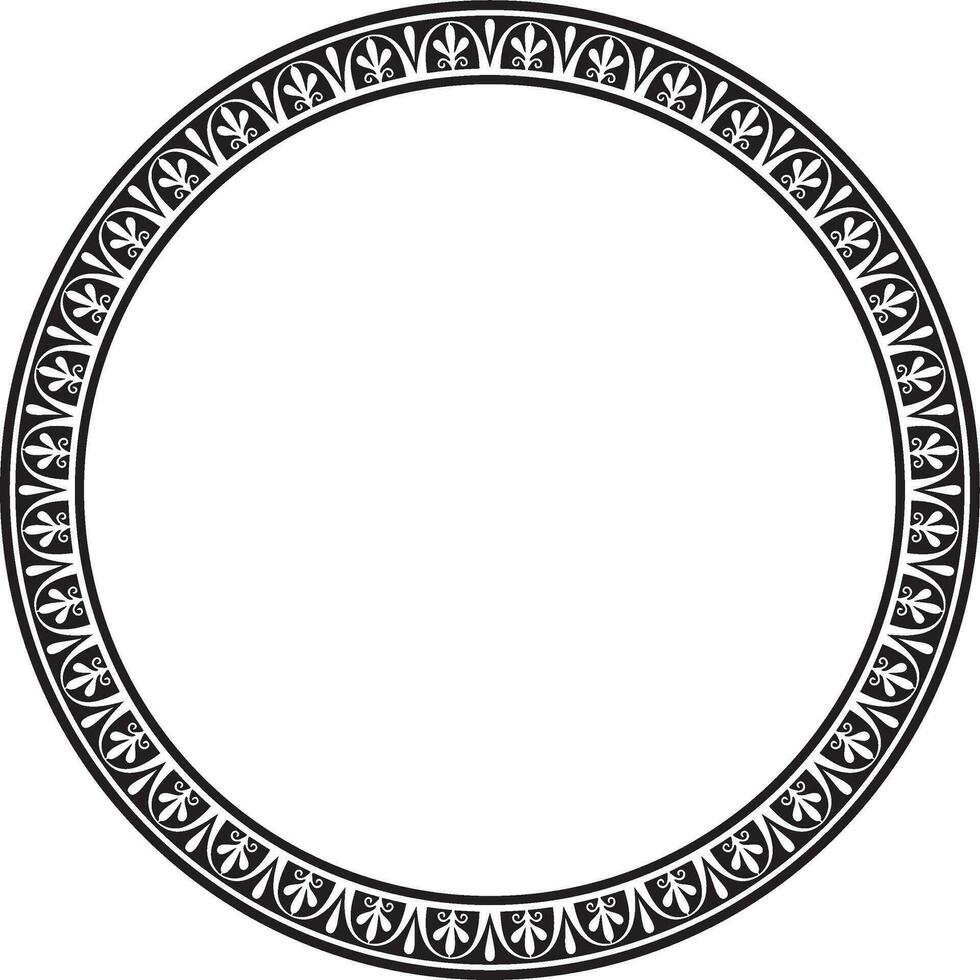Vector black round monochrome frame, border, classic greek meander ornament