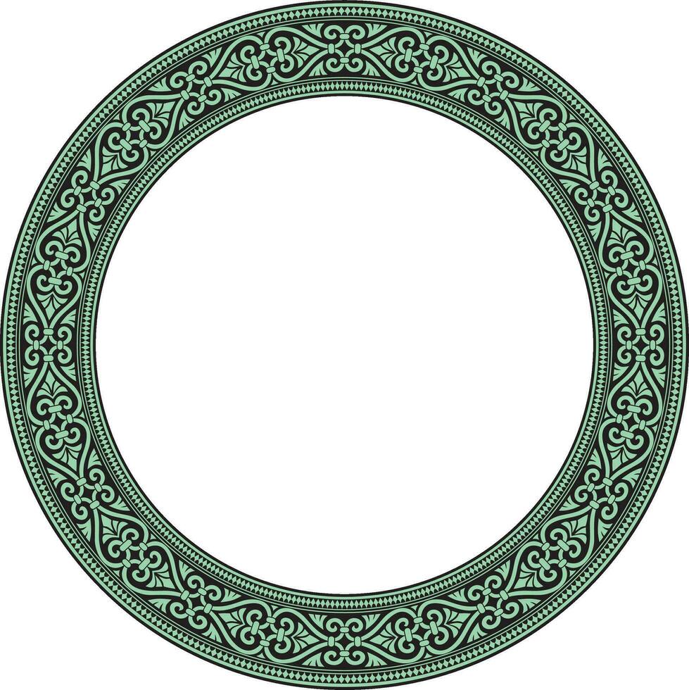 Vector green with black round ornament ring of ancient Greece. Classic pattern frame border Roman Empire