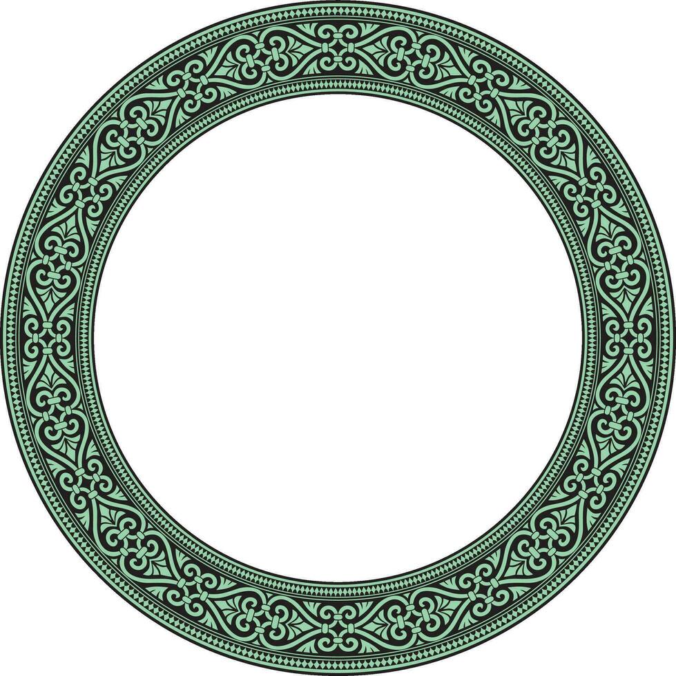 Vector green with black round ornament ring of ancient Greece. Classic pattern frame border Roman Empire