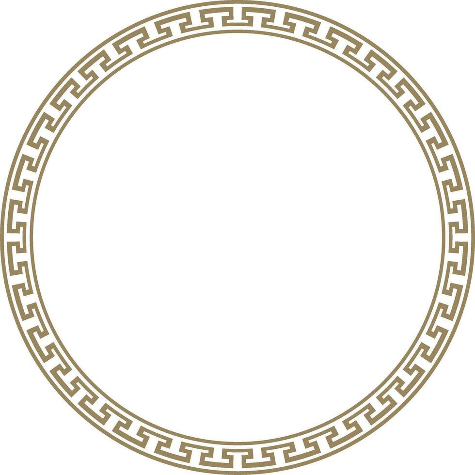 Vector gold round Chinese ornament. Circle border, east asian frame. Korea pattern, Taiwan, Hong Kong