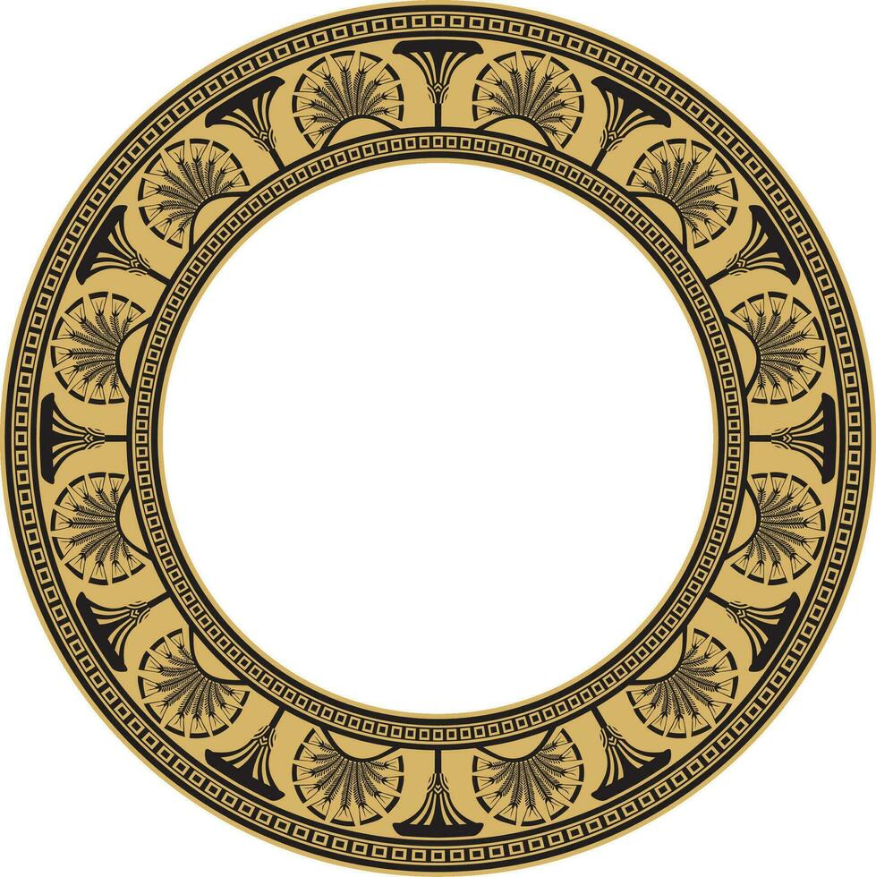 Vector ancient gold and black Egyptian round ornament. Endless national ethnic border, frame, ring